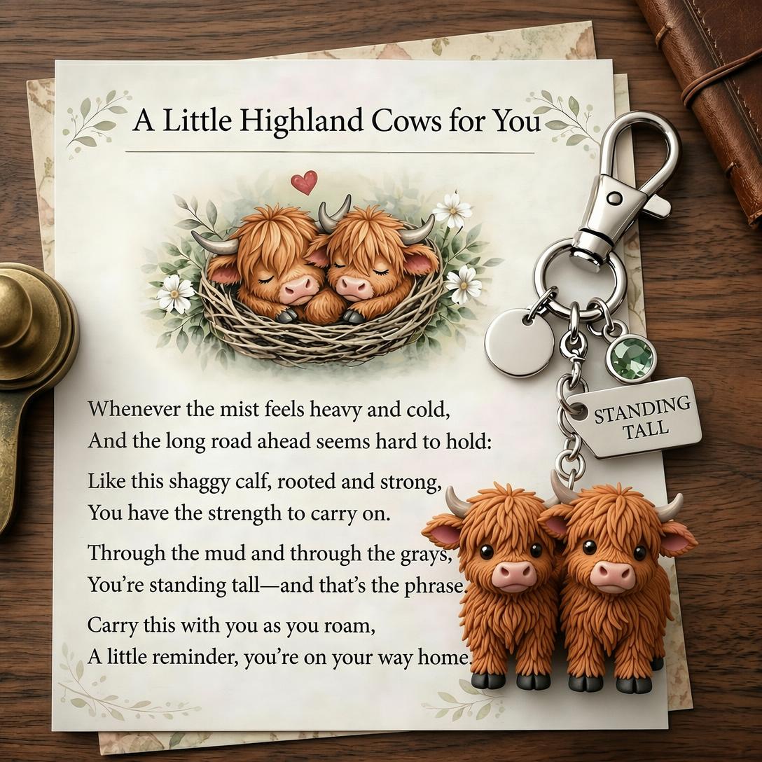 🐮A Little Highland Cows For You Keychain: Your Daily Reminder of Quiet Strength