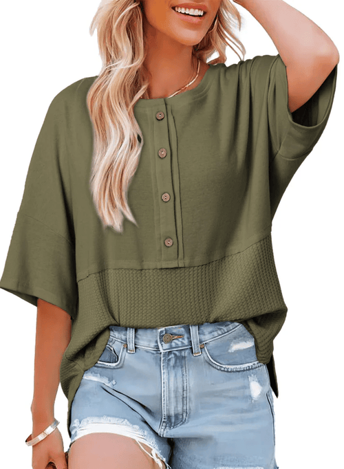 🔥New Arrival🔥Women's 3/4 Sleeve Casual Button Down Tops
