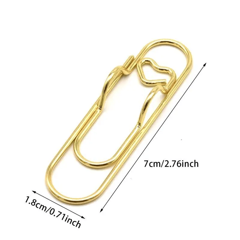 6Pcs- 3 Colors Heart Pen Clip Metal Pencil Clips Multifunctional Rose Gold Silver Carbon Steel Paperclip