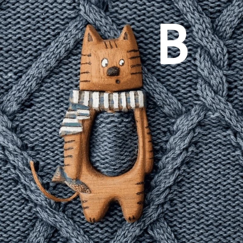 Wooden Animal Brooches