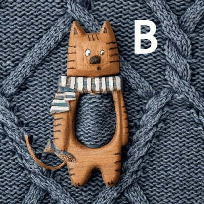 Wooden Animal Brooches