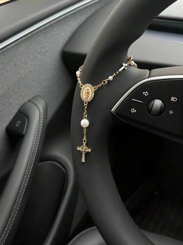 🚗Unique Retro Steering Wheel Rosary Pendant