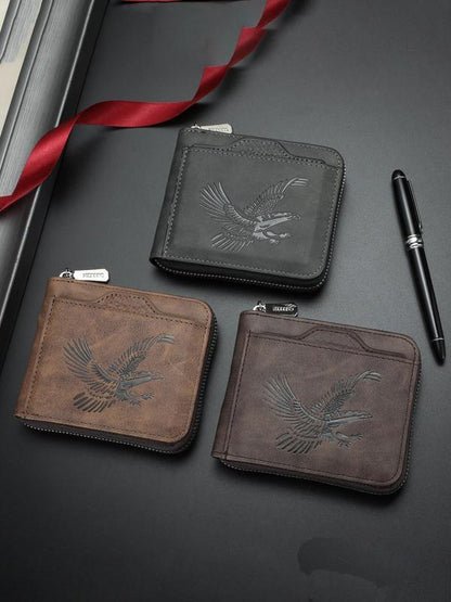 Men's Vintage Eagle Embossed Short Wallet