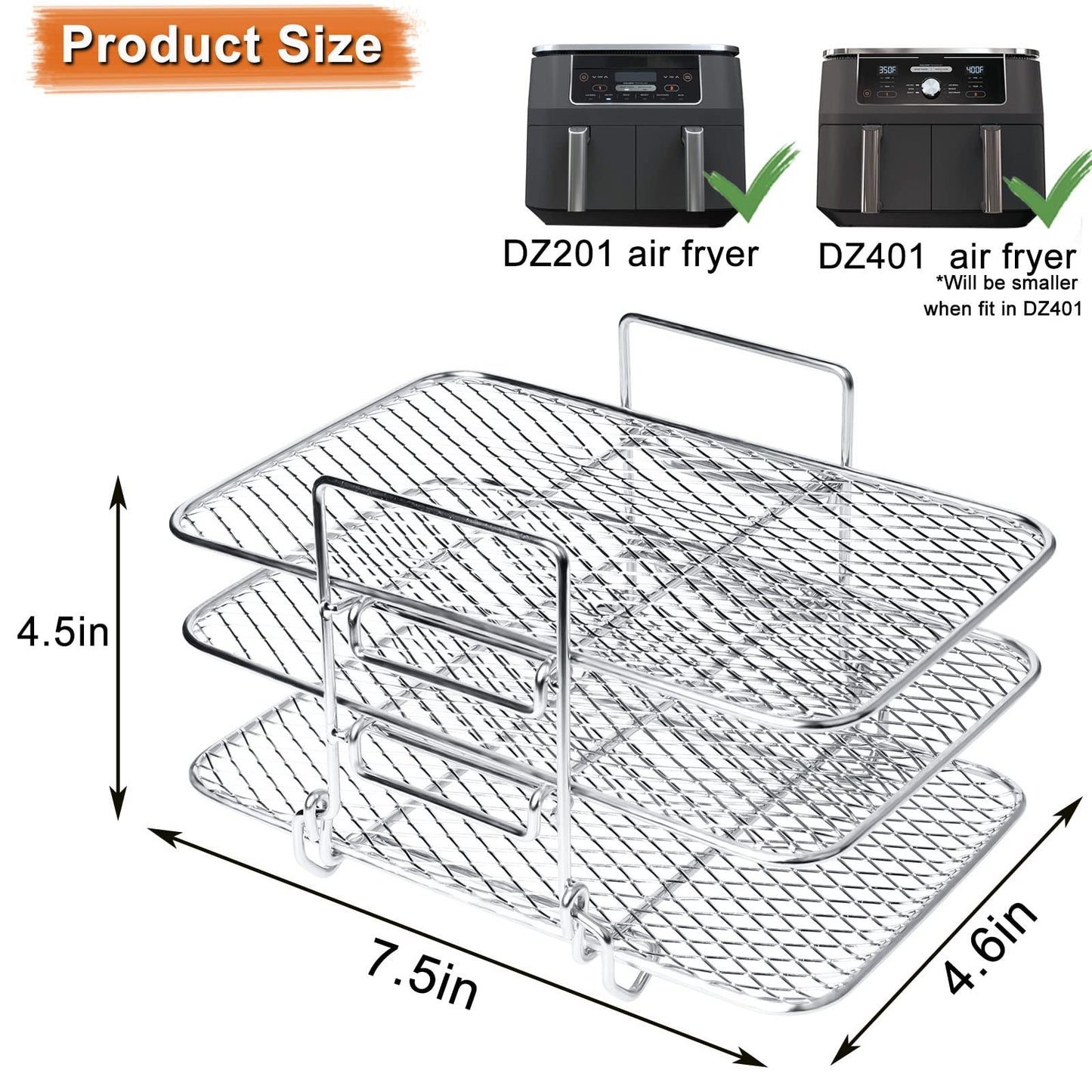 Air Fryer Rack, 304 Stainless Steel Toast Rack, Multi-Layer Grill, Grill