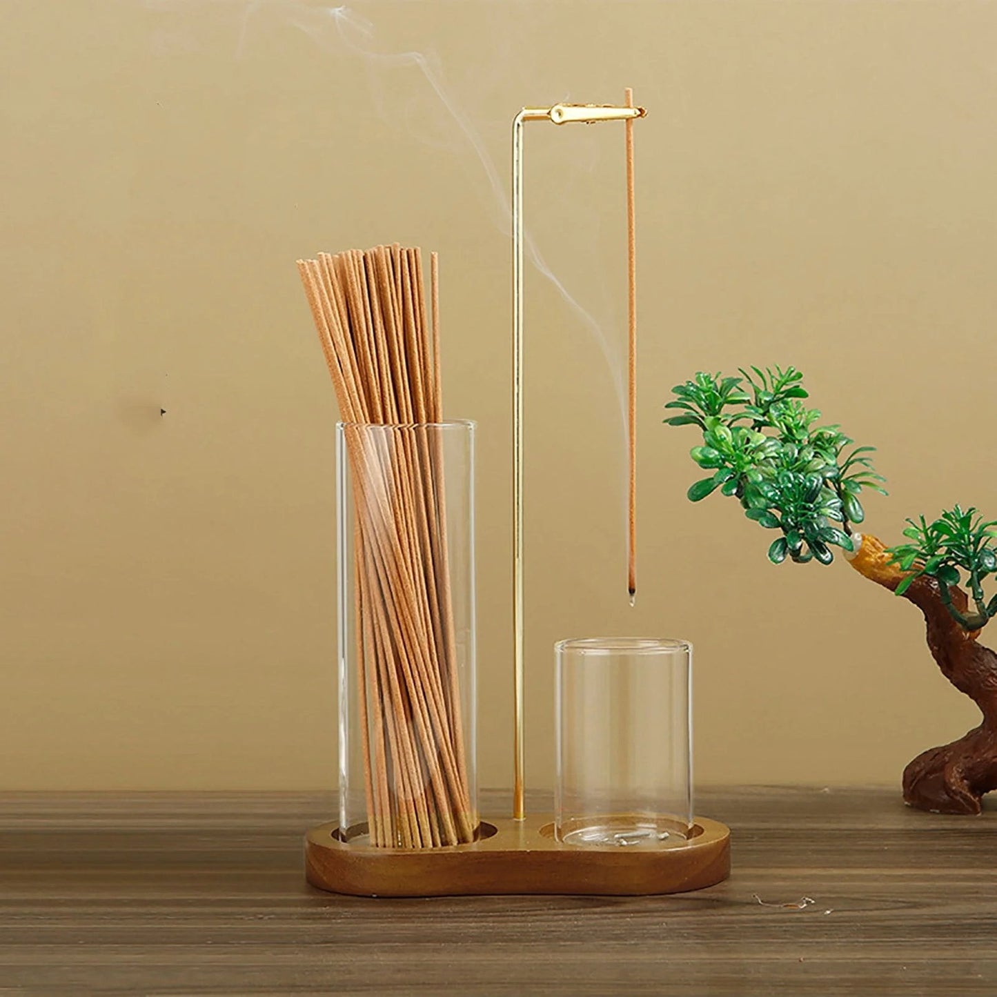 2-in-1 Glass Incense Holder and Sticks Organizer