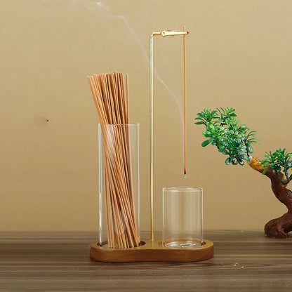 2-in-1 Glass Incense Holder and Sticks Organizer
