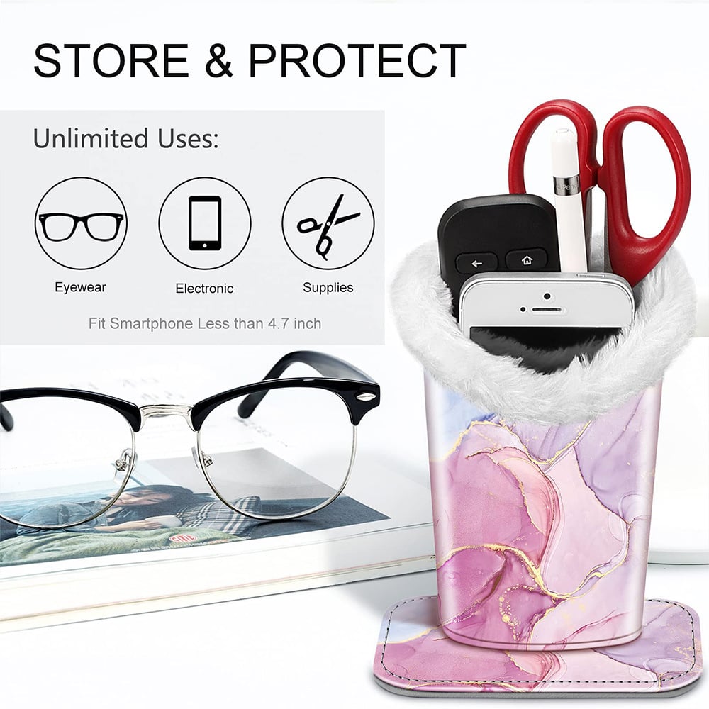 Eyeglasses Holder with Soft Furry Lining and Magnetic Base