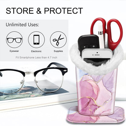 Eyeglasses Holder with Soft Furry Lining and Magnetic Base