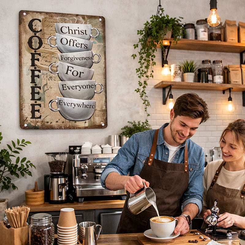 "Grace in Every Cup" Inspirational Sign ⛪ — A Timeless Message of Mercy for Your Sacred Space