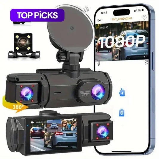 2.0-Inch IPS Screen HD 1080P 3 Lens Dashcam With Night Vision&Wifi Link