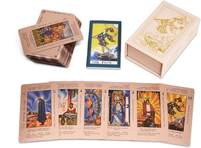 ✨ Witchy Cauldron Tarot Card Set – Rose Gold Accents, Complete Guide Book & Velvet Pouch 🎴📖
