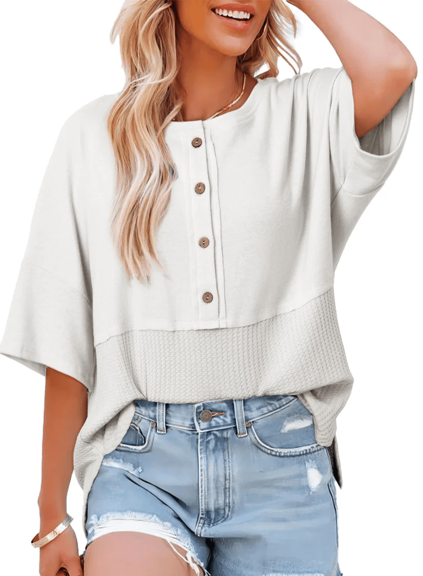 🔥New Arrival🔥Women's 3/4 Sleeve Casual Button Down Tops