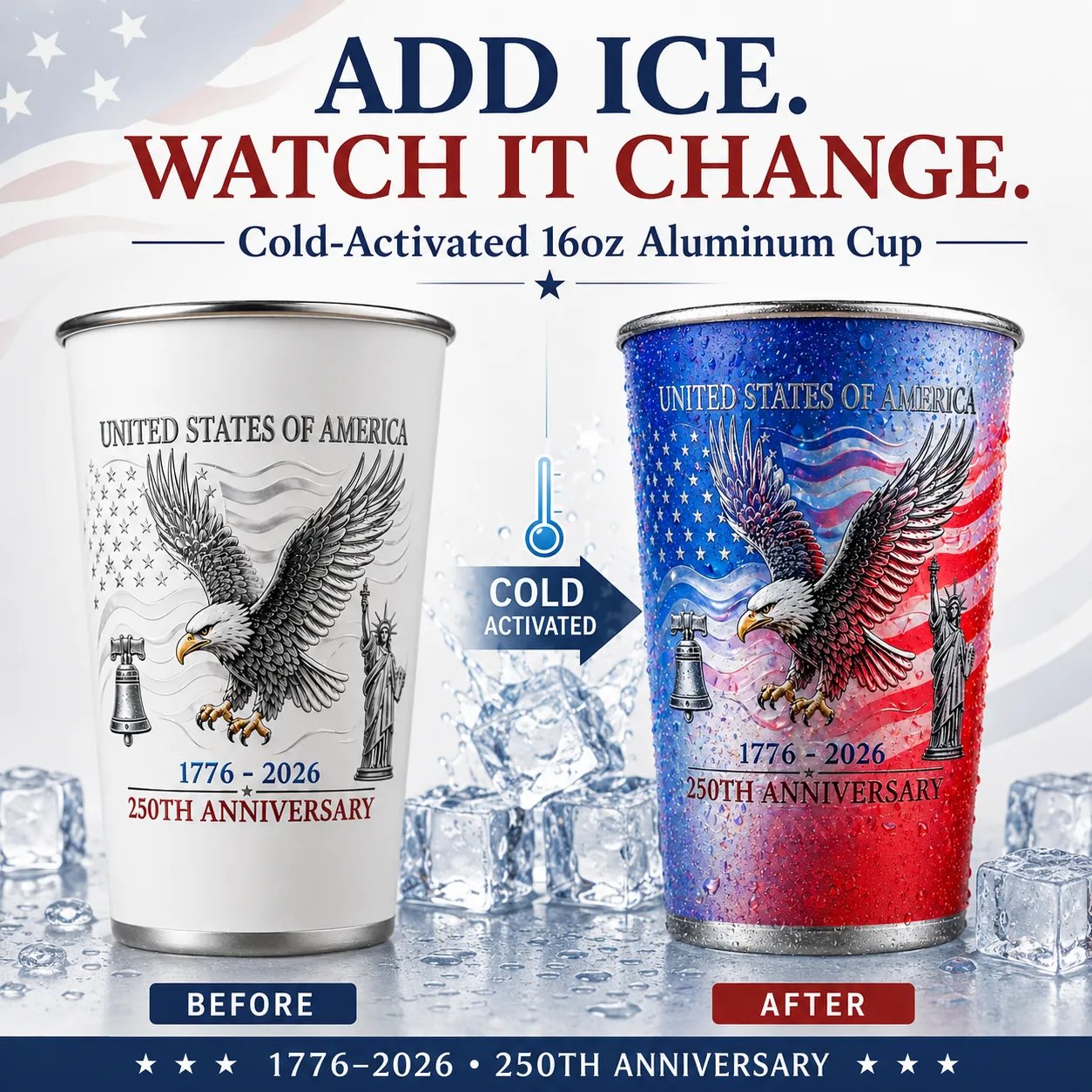 🔥Summer Sale 49% OFF🔥 🦅 250th Anniversary Color Changing Cup 🎉