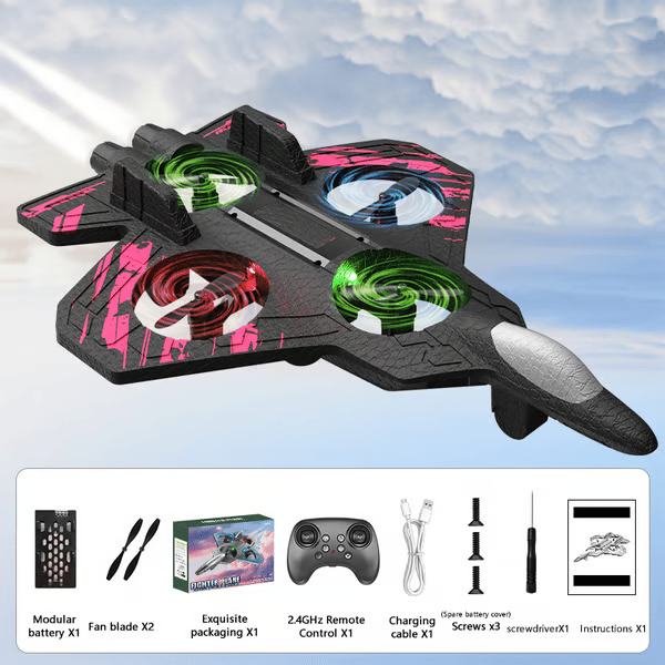 360° Flips + LED Lights 🚀 49% OFF This Week! RC Stunt Fighter Jet Toy for Kids