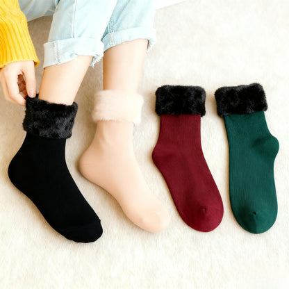 5 pairs of thick fleece-lined, warm, self-heating snow socks