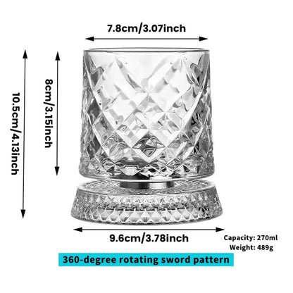 ✨ 360° Spinning Crystal Glass – Luxury Star-Cut Barware