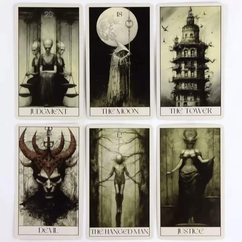 🖤Horror Tarot Card Deck: Spooky, Stylish 78-Card Set 🎴👻