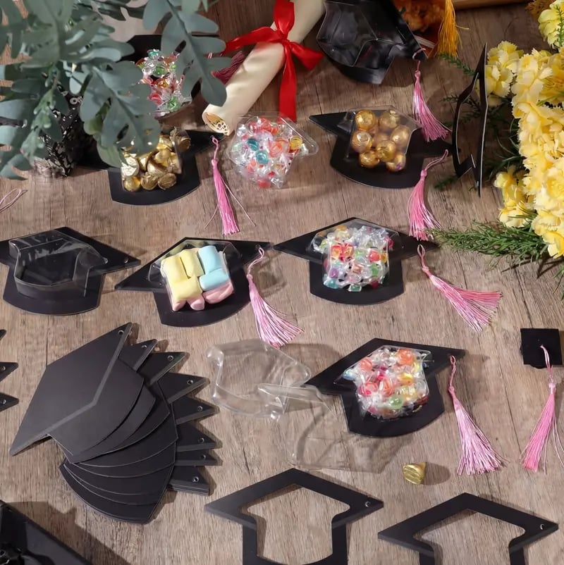 30-pack graduation cap candy cards, 2026 graduation candy dome greeting card gift with tassel chocolate box