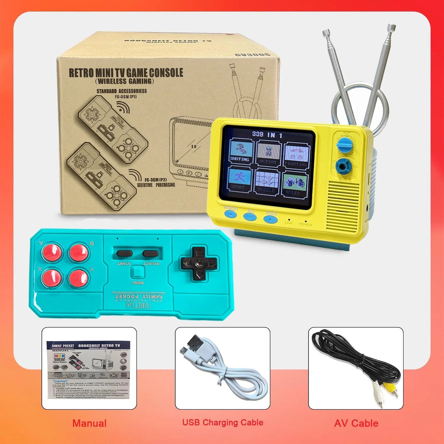 Retro Mini TV Game Console with Wireless Controller