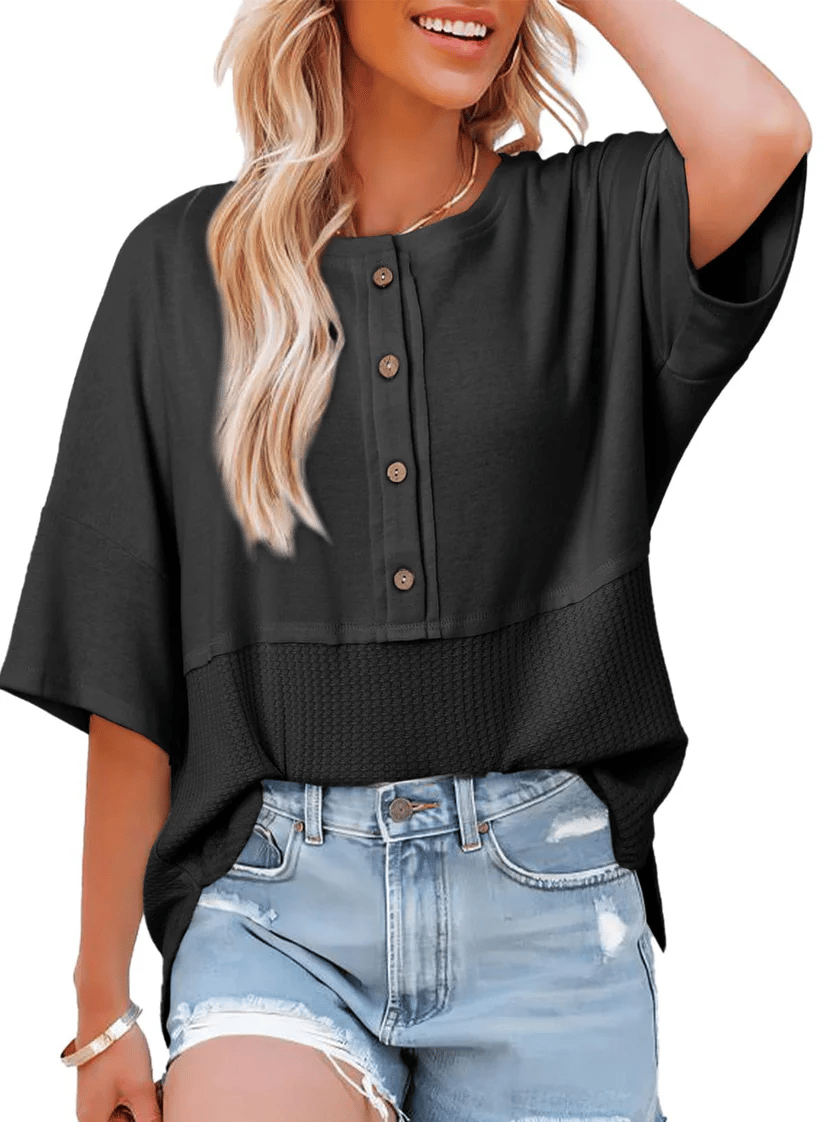 🔥New Arrival🔥Women's 3/4 Sleeve Casual Button Down Tops