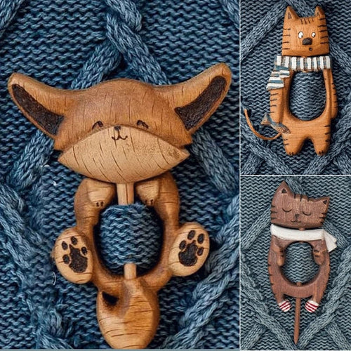 Wooden Animal Brooches