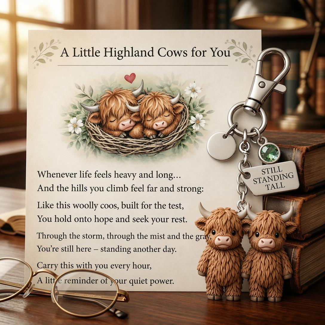 🐮A Little Highland Cows For You Keychain: Your Daily Reminder of Quiet Strength