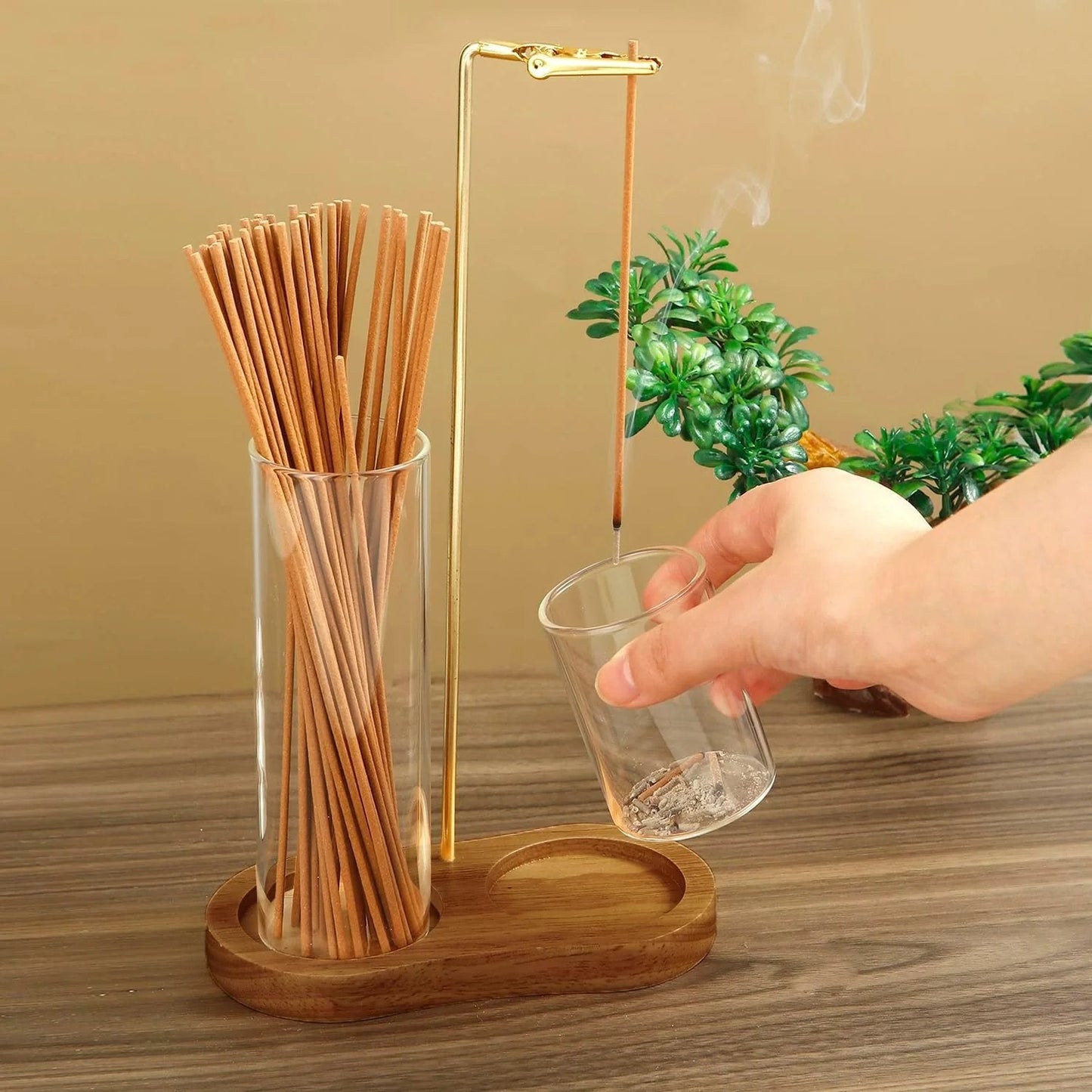 2-in-1 Glass Incense Holder and Sticks Organizer