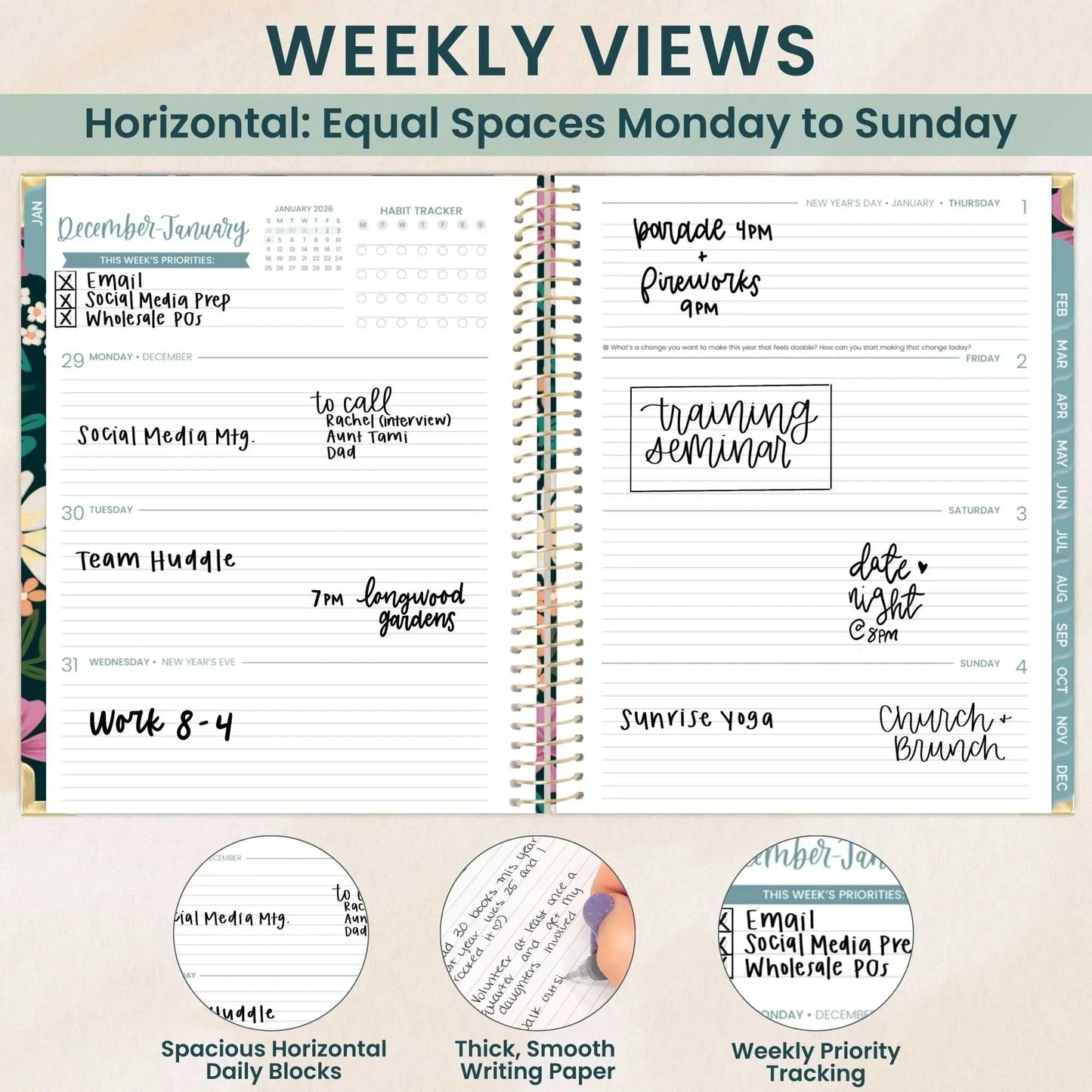 2026 Hard Cover Planner, 8.5" x 11", Blooming Wildly