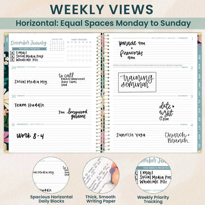 2026 Hard Cover Planner, 8.5" x 11", Blooming Wildly