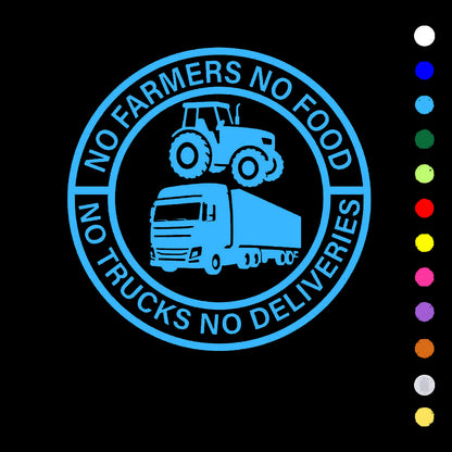 🔥No Farmers No Food No Trucks No Deliveries Vinyl Sticker – 140mm Decal