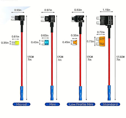 12 in 1 Universal Add-a-Circuit Kit (Micro2/Mini/LP/Std) – 12 Pcs Fuse Tap + 12 Pcs Fuse – No-Cut Solution for Car Dash Cam & LED🚗⚡