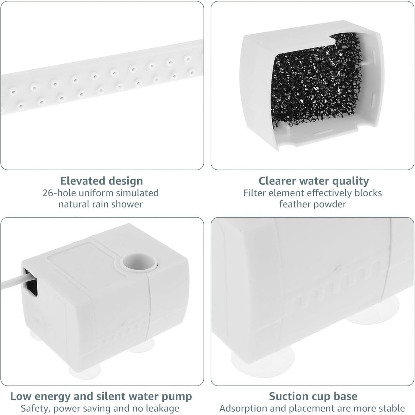 🦜💦Automatic ABS Bird Bath Shower, Parrot Bathtub with Circulating Faucet for Pet Bird