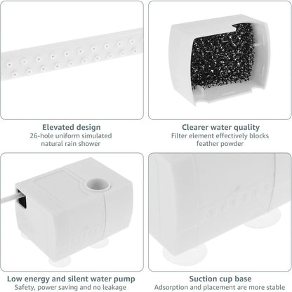 🦜💦Automatic ABS Bird Bath Shower, Parrot Bathtub with Circulating Faucet for Pet Bird