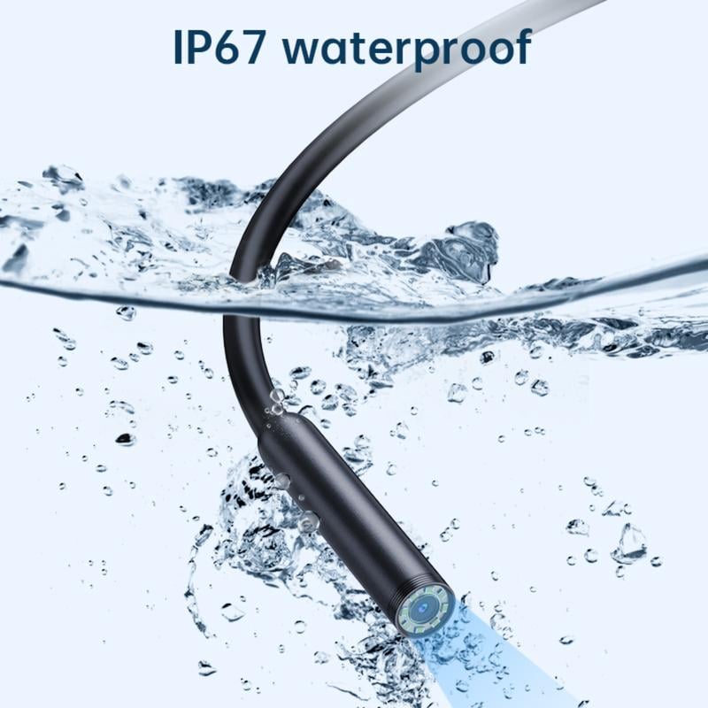 16.4ft Endoscope Camera with Light for iPhone and Android, 480P HD IP67 Waterproof Borescope with 6 Adjustable LED Lights, Semi-Rigid Snake Camera, 5.5mm Black, Diagnostic Tool