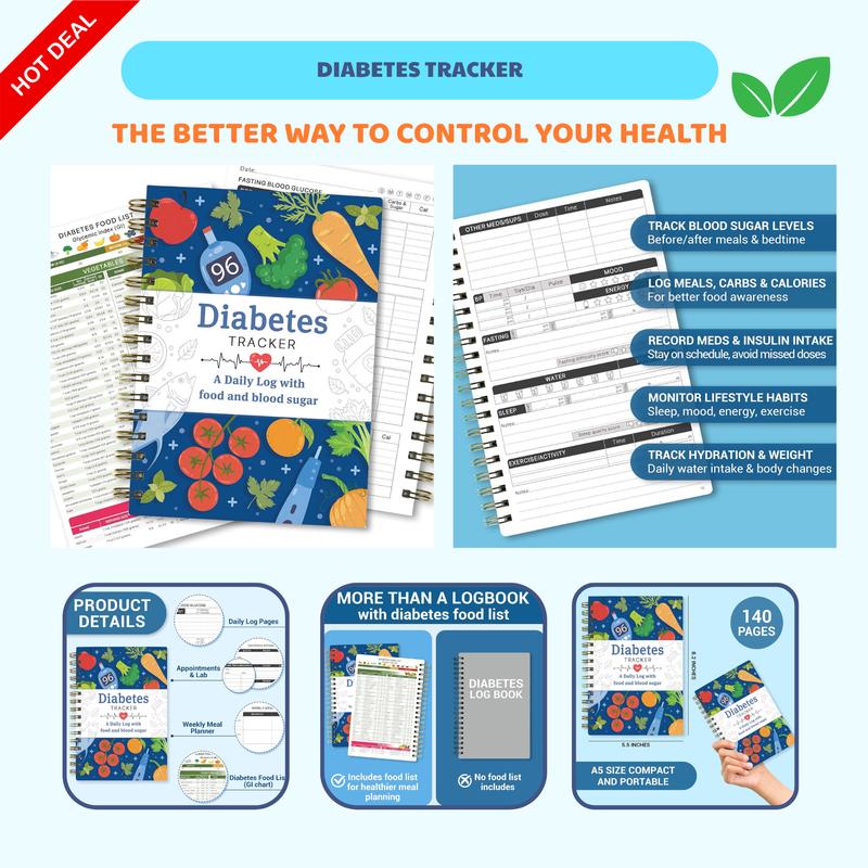 📘✨Special for Diabetes - Diabetes Tracker Book with Food List
