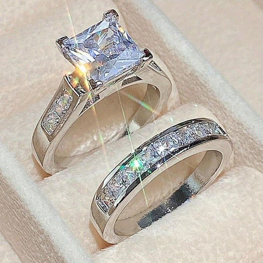 🔥✨2-Piece Set Fashion Sparkling Cubic Zirconia Rings