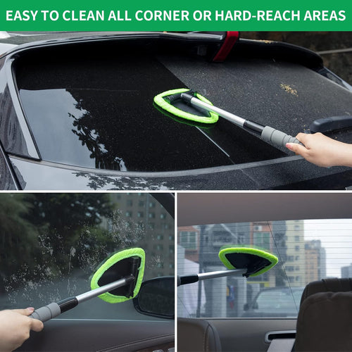 🔥Microfiber Car Windshield Cleaning Tool with Extendable Handle