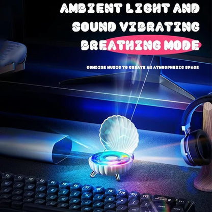 Seashell Bluetooth Speaker 🐚✨ | Beat-Sync Colorful LED Lights