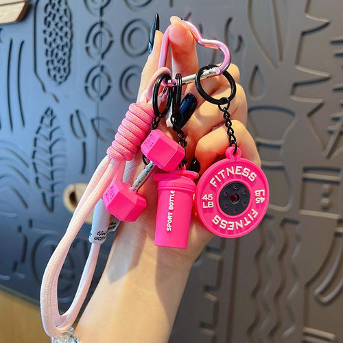 🏋️‍♀️Fitness Keychain Set, MSilicone Dumbbell Kettlebell Weight Plate Keychains