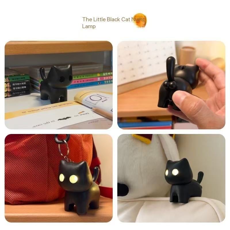 🌙 Black Cat Night Light Keychain