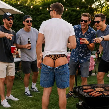 🔥LAST DAY 49% OFF - 😄Funny Leopard‐Print Fake Denim Swim Shorts | Novelty Illusion Beach Trunks