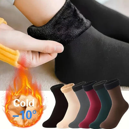 5 pairs of thick fleece-lined, warm, self-heating snow socks