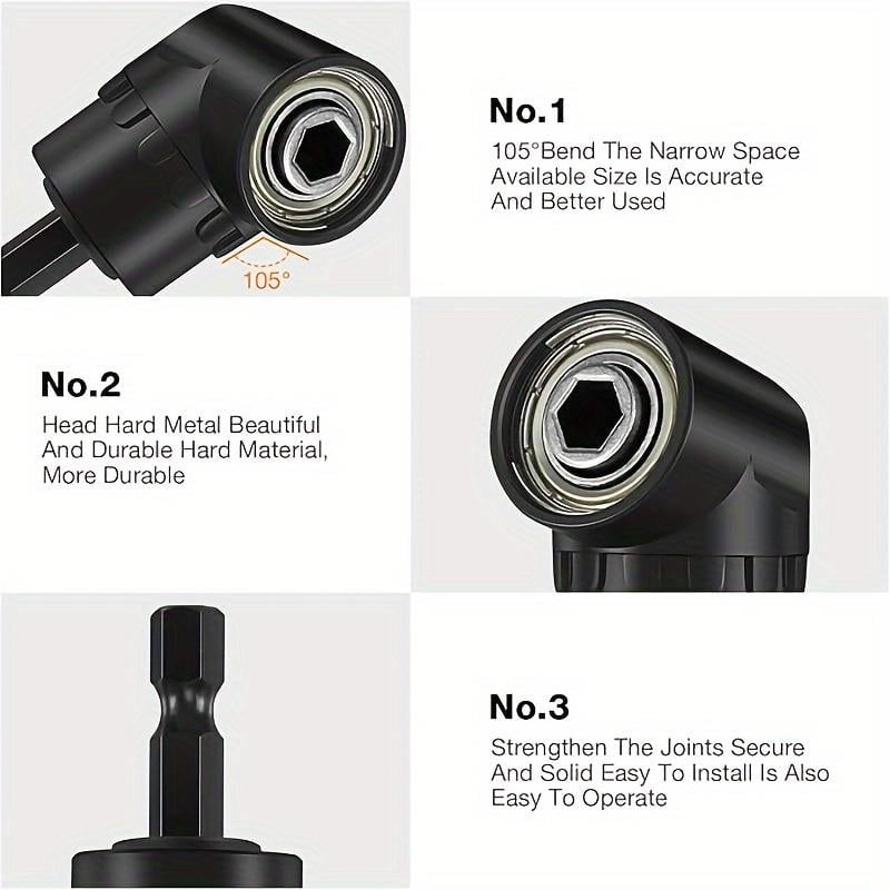 🔩6pcs Right-Angle Drill Bit Accessory Set - Easy to Install & Wide Compatibility🛠️