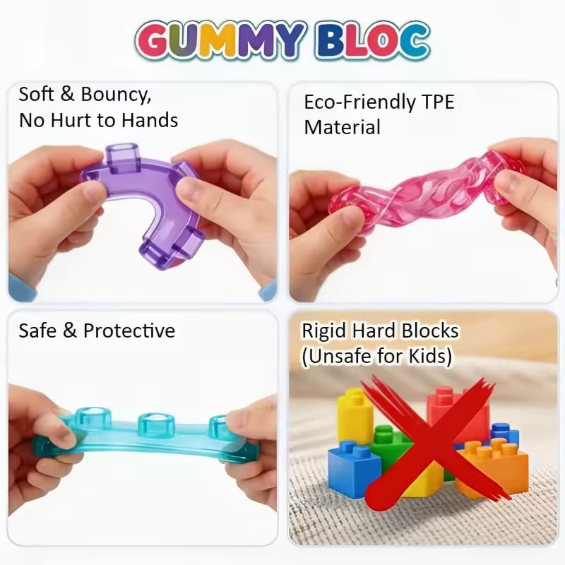 Gummy Blocks - 40pcs | Montessori, Sensory, Squishy and Stretchable