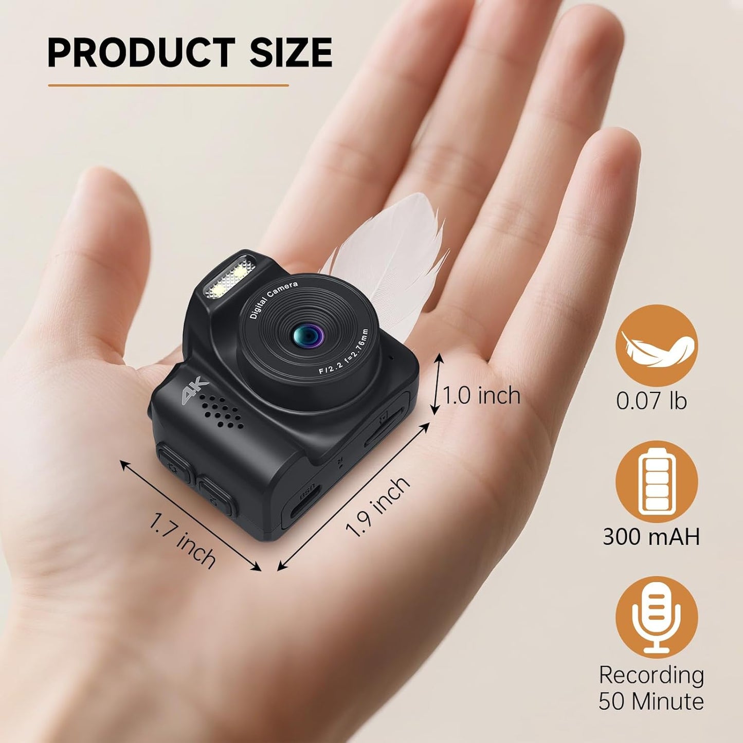 Mini Keychain Camera 4K 64MP Vintage Digital Camera