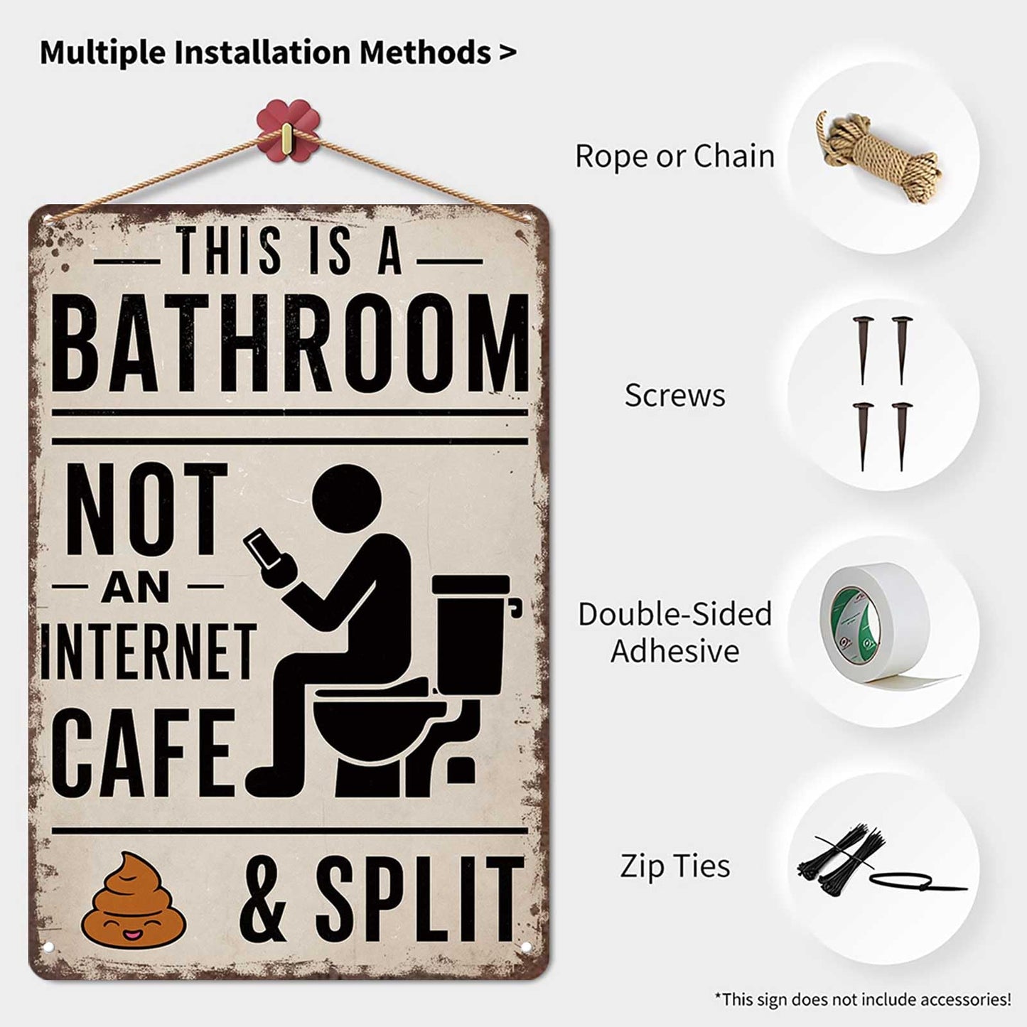 Funny Vintage Metal Bathroom Sign