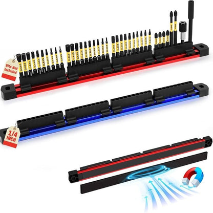 🔩2PCS Magnetic Slidable Drill Bit Holder, 80 Holes Bit Storage with Strong Magnetic Rail🔩