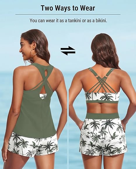 3 Piece Tankini with Shorts