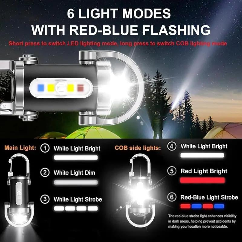 🔦✨Rechargeable Mini Keychain Flashlight - 800 Lumens, 6 Modes, Perfect for Outdoor Adventures, Work, and Emergencies