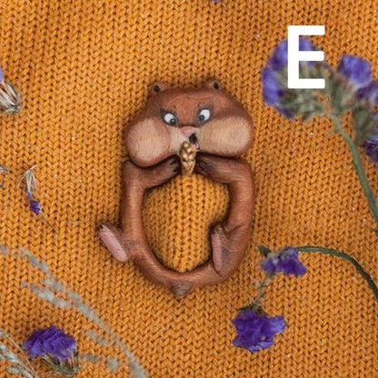 Wooden Animal Brooches